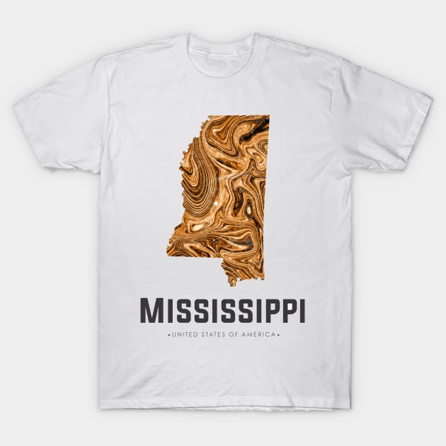 Mississippi state map abstract gold T-Shirt by StudioGrafiikka